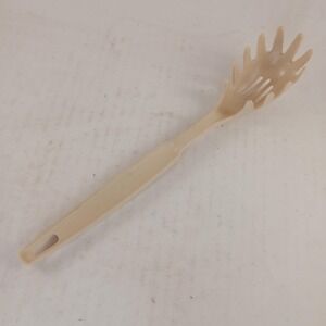 Ekco Spaghetti Pasta Serving Spoon 11" Plastic Almond Tan VTG Kitchen Utensil US